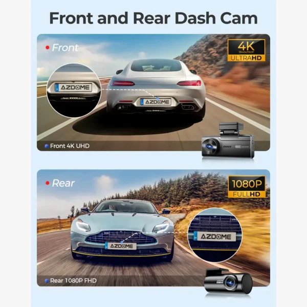 ⁦داش كام AZDOME M580 - دقة 5K، واي فاي 5G، شاشة لمس 4 بوصة⁩ - الصورة ⁦2⁩