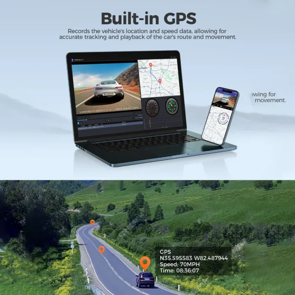 ⁦داش كام AZDOME M580 - دقة 5K، واي فاي 5G، شاشة لمس 4 بوصة⁩ - الصورة ⁦4⁩