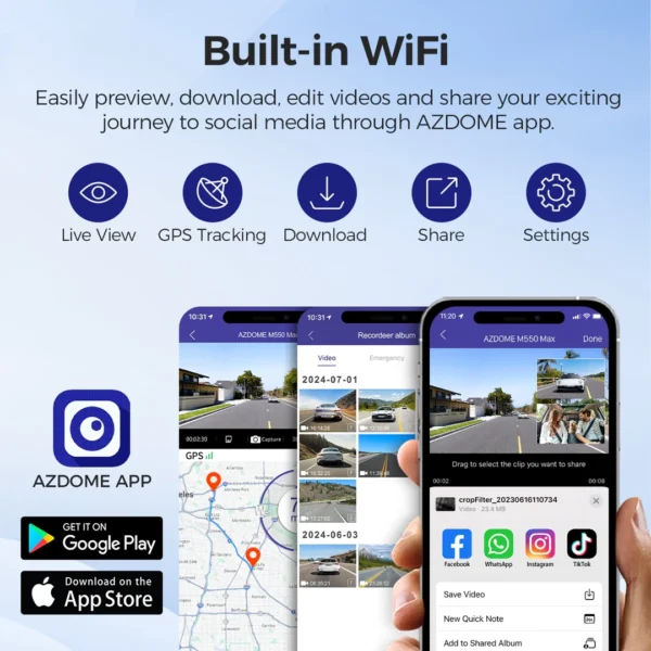 ⁦Azdome M550 Max - نظام الداش كام الثلاثي بدقة 4K⁩ - الصورة ⁦2⁩