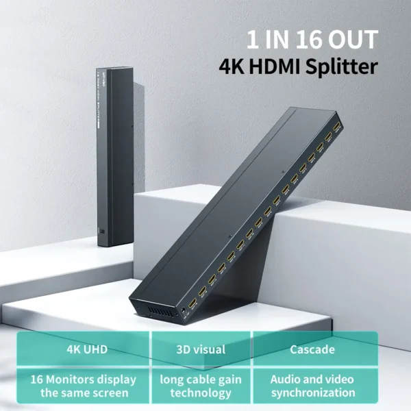 ⁦موزع HDMI احترافي 16 منفذ من MT-VIKI - SP1016 دقة 4K⁩ - الصورة ⁦2⁩