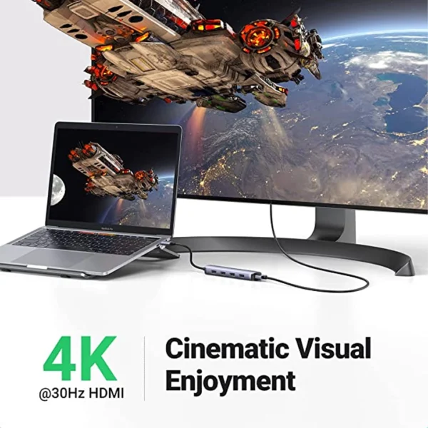 ⁦UGREEN 5-in-1 USB-C Hub (CM195) - محطة الوسائط المتعددة المحمولة⁩ - الصورة ⁦3⁩