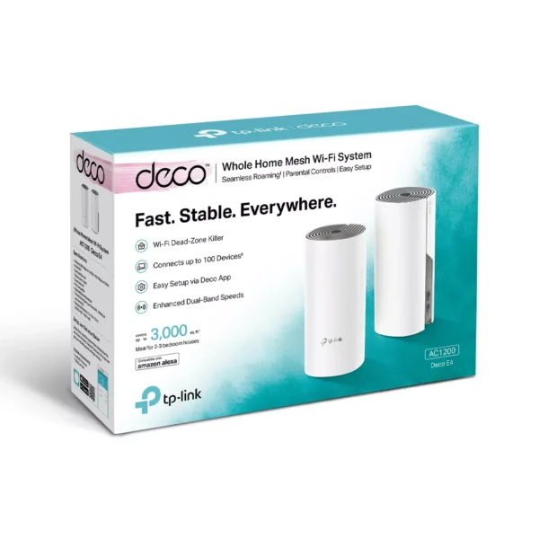 ⁦نظام مش واي فاي TP-Link Deco E4 (طقم قطعتين) - تغطية ذكية للمنازل المتوسطة⁩ - الصورة ⁦2⁩