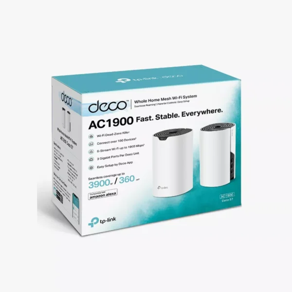 ⁦نظام مش واي فاي TP-Link Deco S7 (طقم قطعتين) - سرعة AC1900 ومنافذ جيجابيت⁩ - الصورة ⁦3⁩