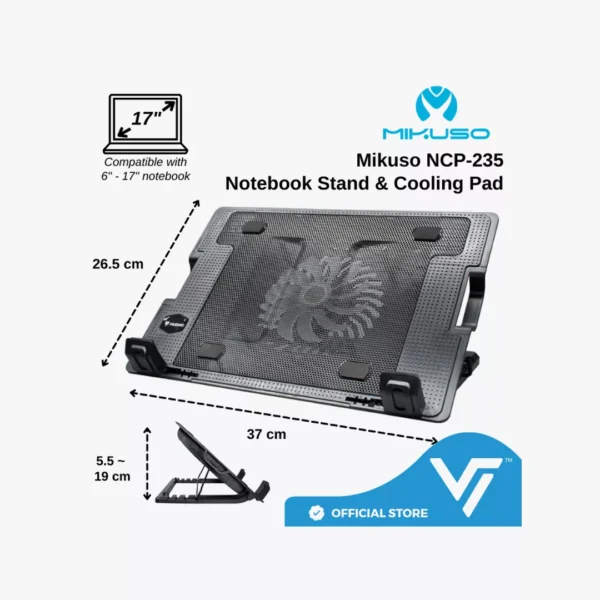 ⁦قاعدة تبريد اللابتوب Mikuso NCP-235 - برودة فائقة بتصميم رياضي.⁩ - الصورة ⁦2⁩