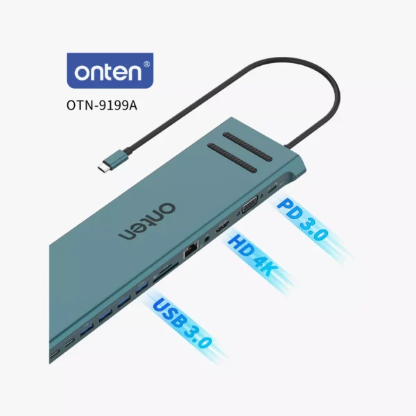 ⁦Onten 13-in-1 USB-C Docking Station - محطة العمل الشاملة الاحترافية.⁩ - الصورة ⁦2⁩