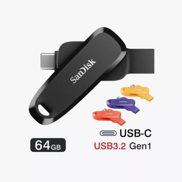 ⁦SanDisk Ultra Dual Drive Luxe 64GB - الفخامة المعدنية والأداء المزدوج.⁩ - الصورة ⁦2⁩