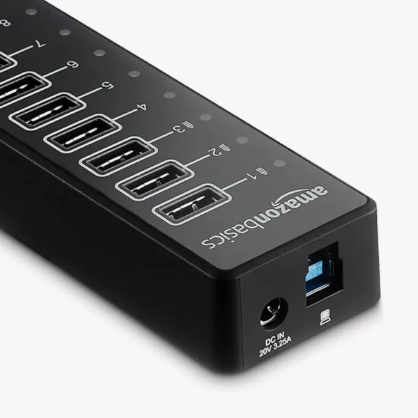 ⁦Amazon Basics 7-Port USB 3.0 Hub - موزع المنافذ فائق السرعة⁩ - الصورة ⁦2⁩
