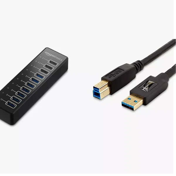 ⁦Amazon Basics 7-Port USB 3.0 Hub - موزع المنافذ فائق السرعة⁩ - الصورة ⁦3⁩