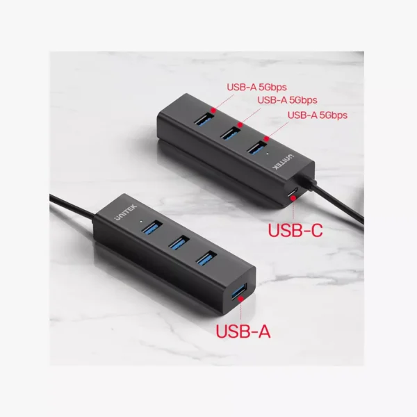 ⁦موزع Unitek H1319WH01 بـ 4 منافذ USB 3.0 - سرعة 5Gbps وتصميم مدمج⁩ - الصورة ⁦3⁩