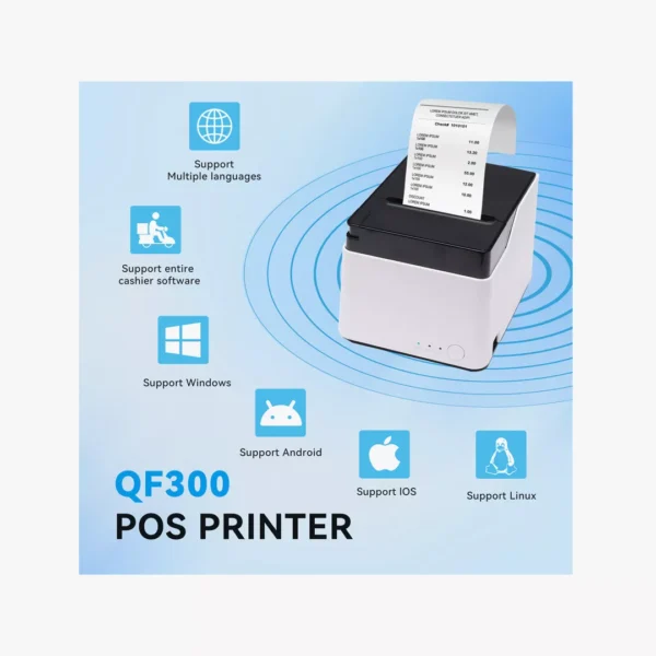 ⁦AIMO QF300-UL - طابعة الفواتير الحرارية عالية السرعة للمطاعم والمتاجر⁩ - الصورة ⁦3⁩