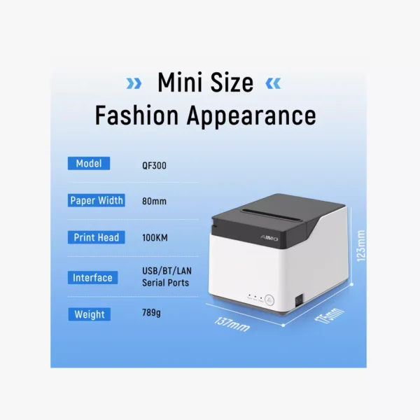 ⁦AIMO QF300-UL - طابعة الفواتير الحرارية عالية السرعة للمطاعم والمتاجر⁩ - الصورة ⁦4⁩