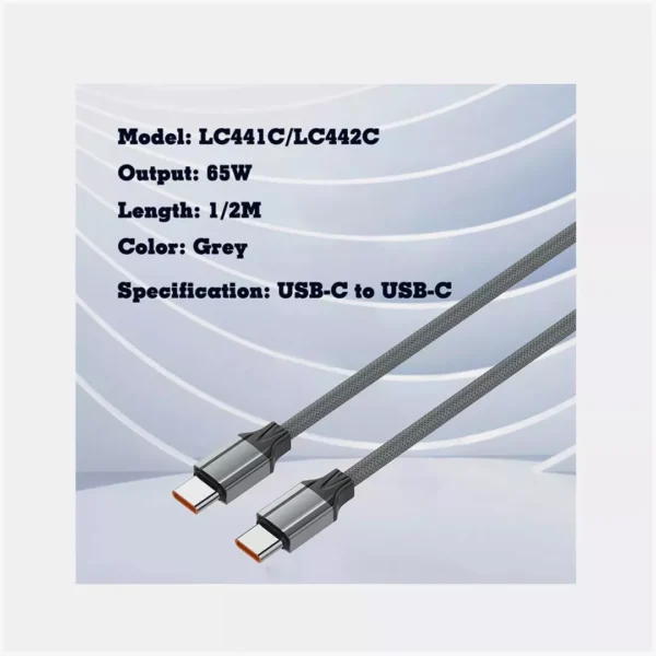 ⁦كابل شحن LDNIO LC442C بطول 2 متر - أداء فائق وحرية كاملة في الحركة.⁩ - الصورة ⁦2⁩