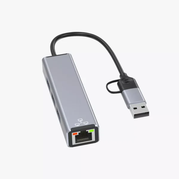 ⁦AirSky HC-78 - محول 2 في 1 (Type-C to LAN + USB Hub).⁩ - الصورة ⁦3⁩