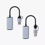 AirSky HC-72S - محول الشبكة المزدوج 2 في 1 (Type-C & USB) إلى LAN.