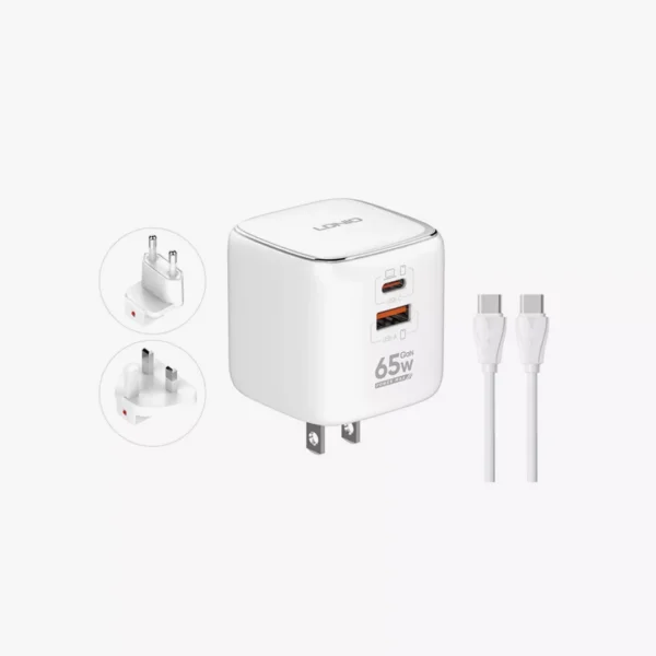 ⁦شاحن مكتب وسفر سريع | LDNIO Q2617 65W GaN Super Fast Charger⁩ - الصورة ⁦3⁩