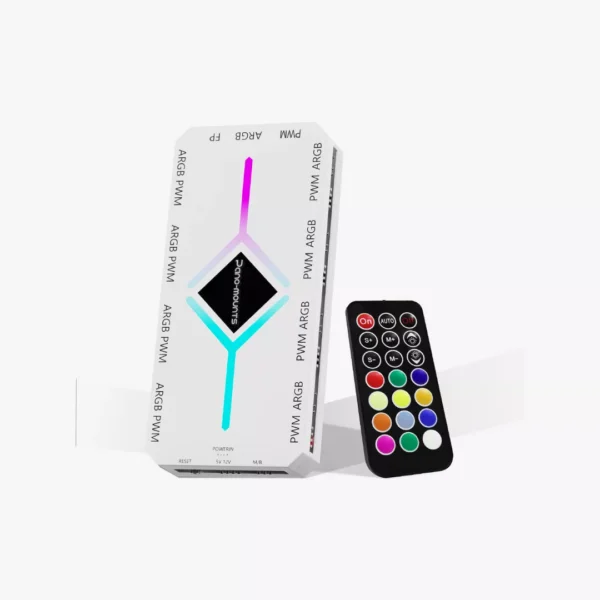 ⁦متحكم وموزع مراوح كيس الكمبيوتر ARGB 5V - باللون الأبيض الثلجي (Pure White)⁩ - الصورة ⁦2⁩