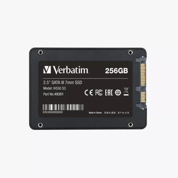 ⁦هارد ديسك داخلي فيرباتيم - Verbatim Vi550 S3 SSD 2.5" SATA III 256GB⁩ - الصورة ⁦3⁩