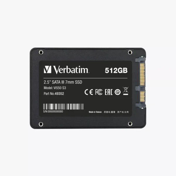 ⁦هارد ديسك داخلي فيرباتيم - Verbatim Vi550 S3 SSD 2.5" SATA III 512GB⁩ - الصورة ⁦3⁩
