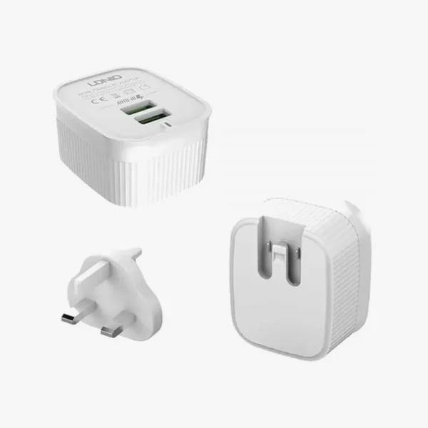 ⁦شاحن جداري إل دي نيو منفذين | LDNIO A201 12W Dual-USB Wall Charger⁩ - الصورة ⁦2⁩