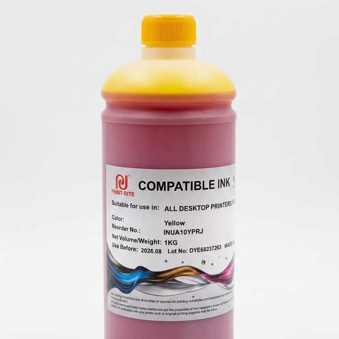 print-1 حبر برنت رايت سائل - اللون الأصفر | Print-Rite Refill Ink 1L - Yellow - الصورة 1
