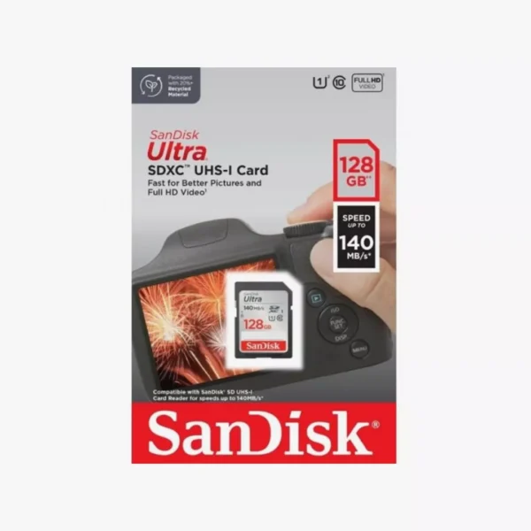 ⁦بطاقة ذاكرة SanDisk Ultra SDXC بسعة 128 جيجابايت وسرعة 140 ميجابايت/ثانية⁩ - الصورة ⁦3⁩