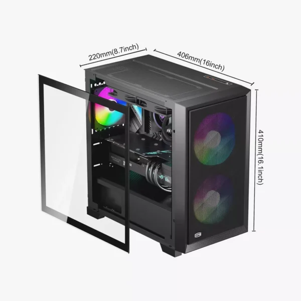 ⁦كيس كيمنك بي سي كولر PCCOOLER C3 D310 واجهة شبكية High-Airflow⁩ - الصورة ⁦3⁩