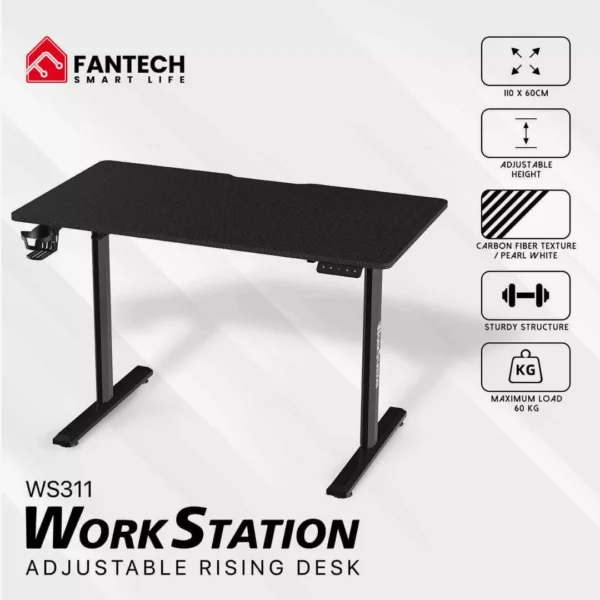 ⁦طاولة المكتب والكيمنك العصرية فانتيك Fantech WS311 Black باللون الأسود الملكي⁩ - الصورة ⁦3⁩