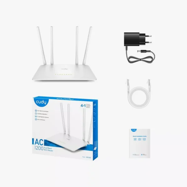⁦راوتر كودي Cudy WR1200 ثنائي النطاق AC1200 مع 4 هوائيات⁩ - الصورة ⁦2⁩