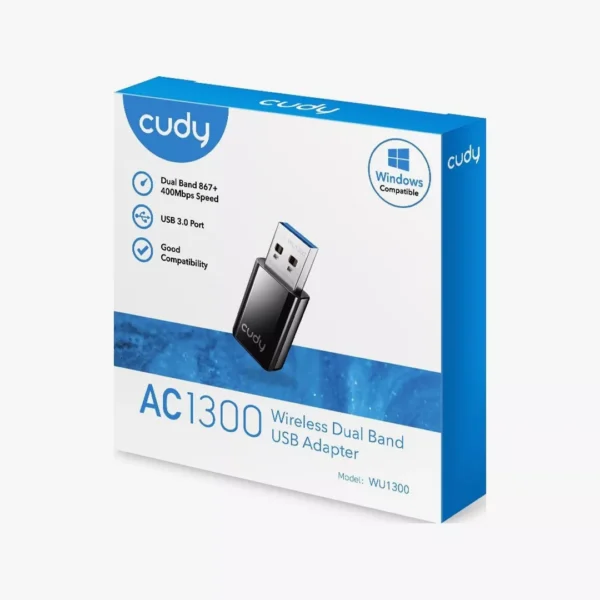 ⁦لاقط واي فاي USB كودي Cudy AC1300 ثنائي النطاق مع محول USB 3.0⁩ - الصورة ⁦3⁩