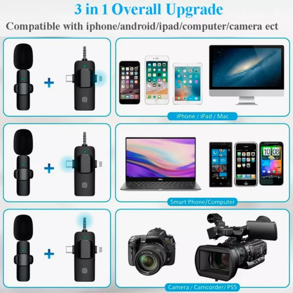 ⁦مايكروفون لاسلكي احترافي مزدوج (WL Wireless Microphone K15)⁩ - الصورة ⁦3⁩